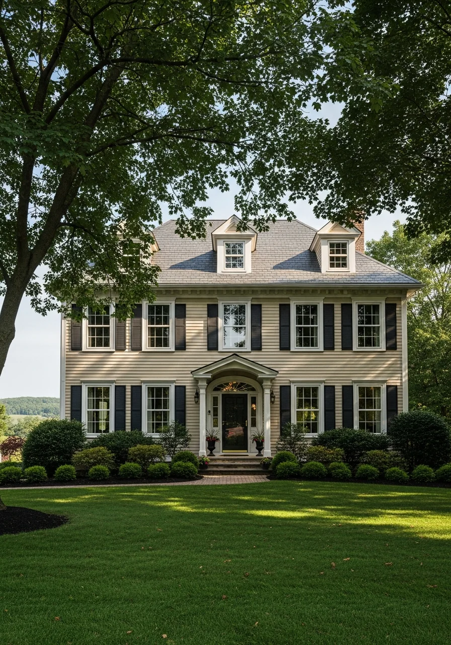 Portrait of a Clinton County home exterior with regional architectural style and mature landscaping.