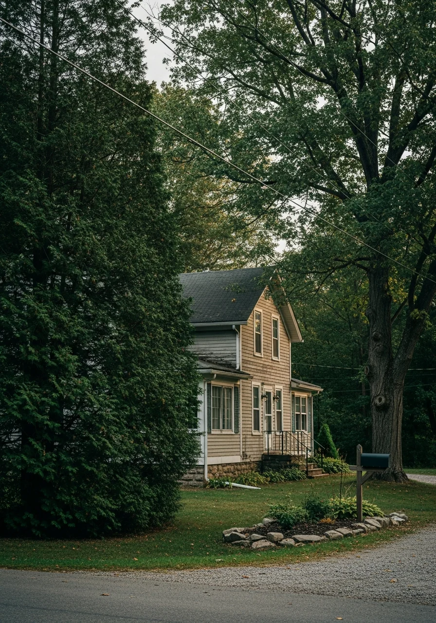 Portrait of a Potter County residential home nestled among trees with local rural character.